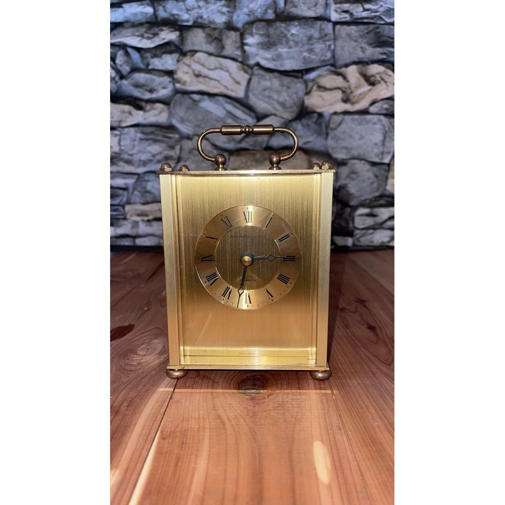 VINTAGE Hamilton Mantle Clock‎ Quartz Made in Germany Gold RARE WORKS